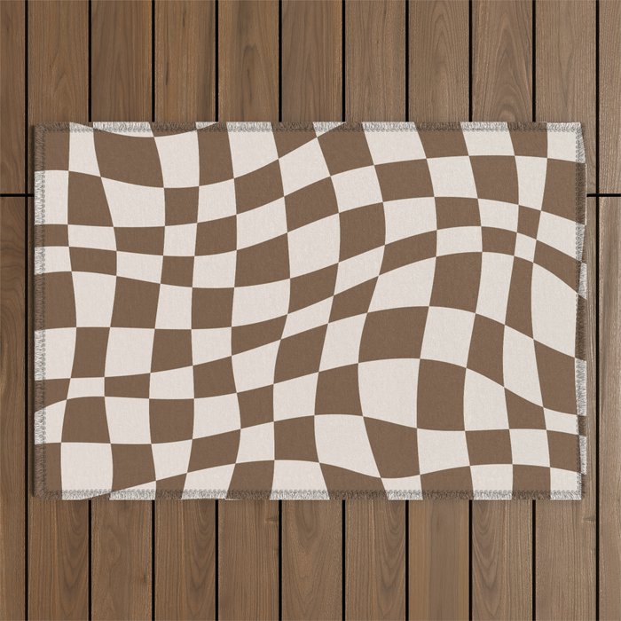 Wavy brown checker  Outdoor Rug Gallery Image 1