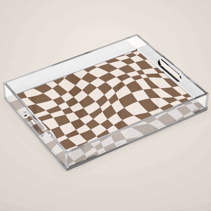 Wavy brown checker  Acrylic Tray Gallery Image 1