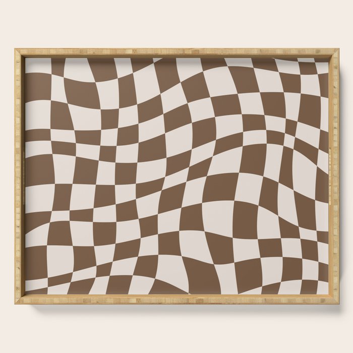 Wavy brown checker  Serving Tray Gallery Image 1