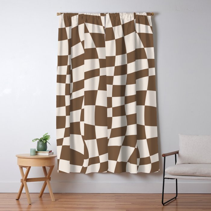 Wavy brown checker  Window Curtain Gallery Image 1