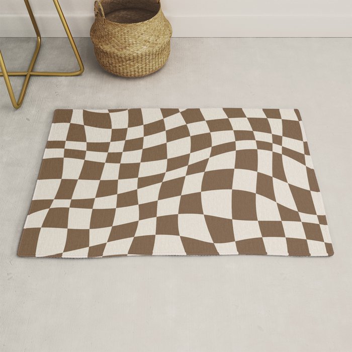 Wavy brown checker  Rug Gallery Image 1