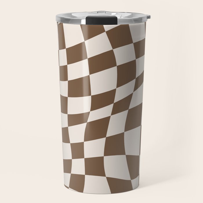 Wavy brown checker  Travel Mug Gallery Image 1