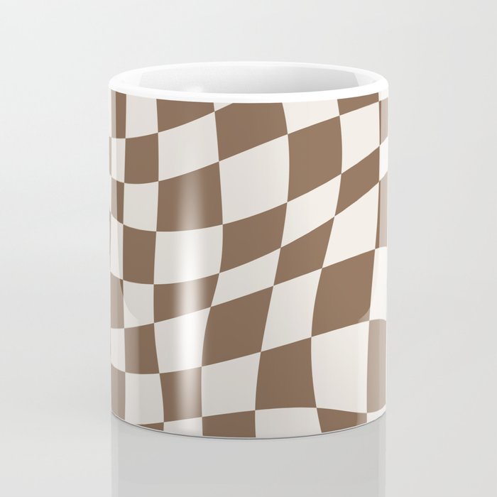 Wavy brown checker  Coffee Mug Gallery Image 4