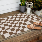 Wavy brown checker  Outdoor Rug Gallery Image 2
