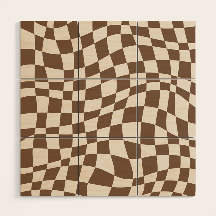 Wavy brown checker  Wood Wall Art Gallery Image 1
