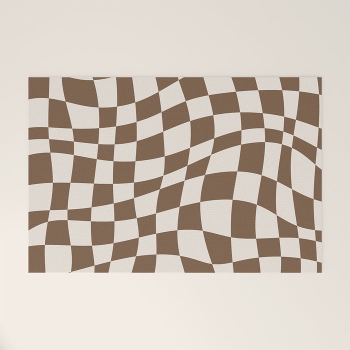 Wavy brown checker  Welcome Mat Gallery Image 1