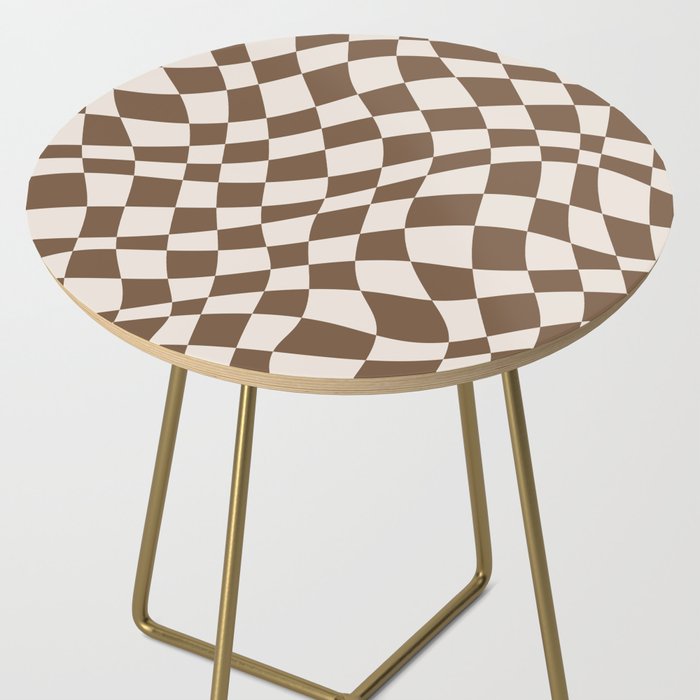 Wavy brown checker  Side Table Gallery Image 2