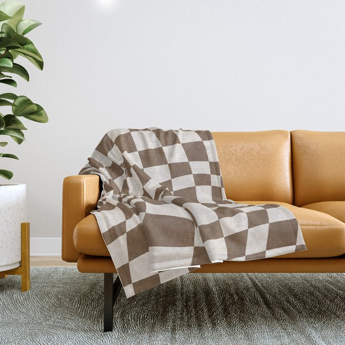 Wavy brown checker  Throw Blanket Gallery Image 1
