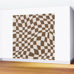 Wavy brown checker  Wall Mural Gallery Image 2