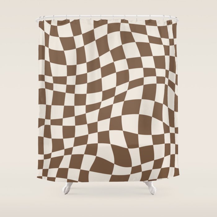 Wavy brown checker  Shower Curtain Gallery Image 1