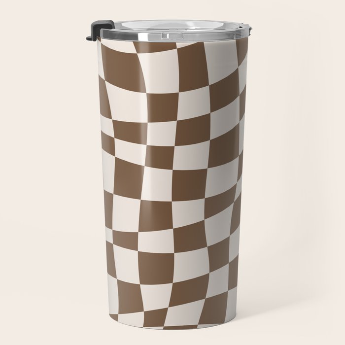 Wavy brown checker  Travel Mug Gallery Image 3