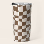 Wavy brown checker  Travel Mug Gallery Image 3