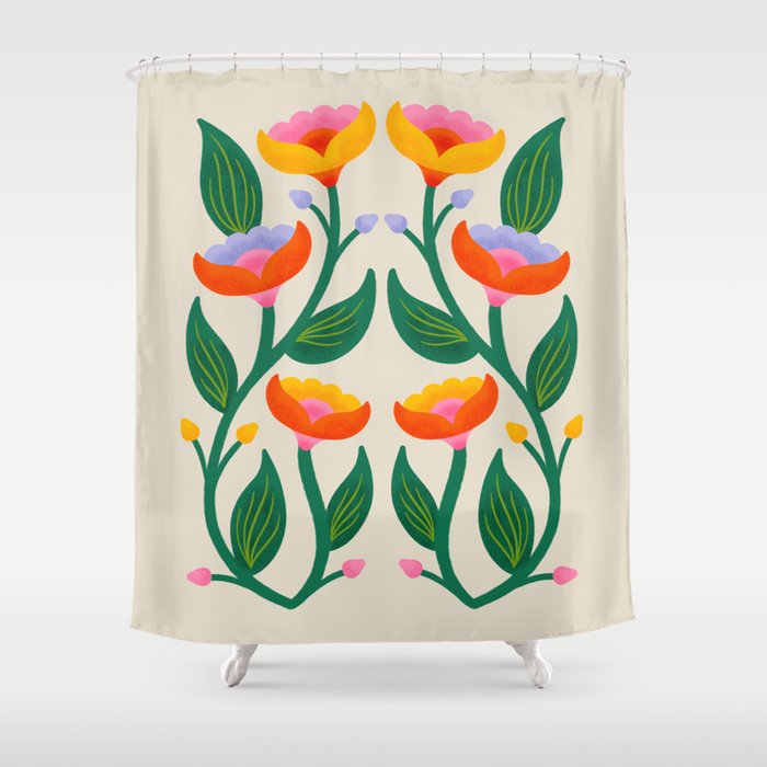 Symmetrical Flowers 2 Shower Curtain Gallery Image 1