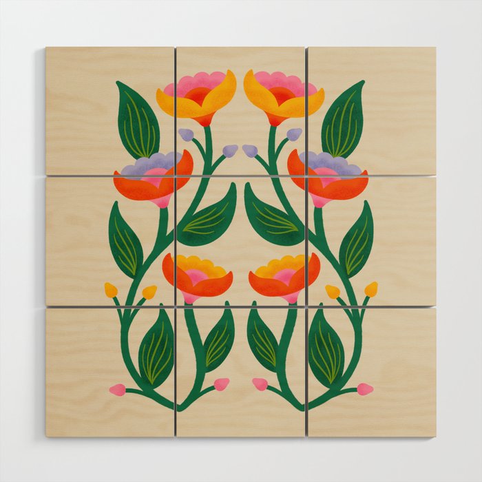 Symmetrical Flowers 2 Wood Wall Art Gallery Image 1
