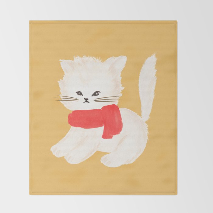 Fluffy Kitten - Yellow Throw Blanket Gallery Image 2
