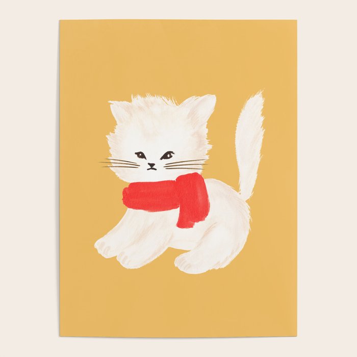 Fluffy Kitten - Yellow Poster Gallery Image 1