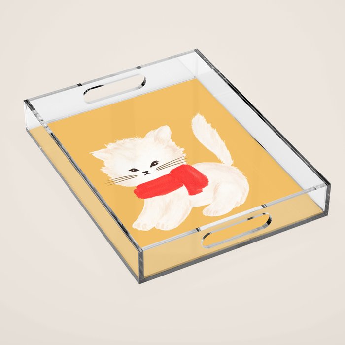 Fluffy Kitten - Yellow Acrylic Tray Gallery Image 1