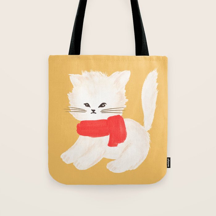 Fluffy Kitten - Yellow Tote Bag Gallery Image 1