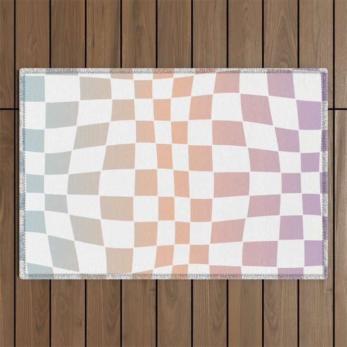 2014 gradient checked warp Outdoor Rug Gallery Image 1