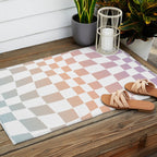 2014 gradient checked warp Outdoor Rug Gallery Image 2