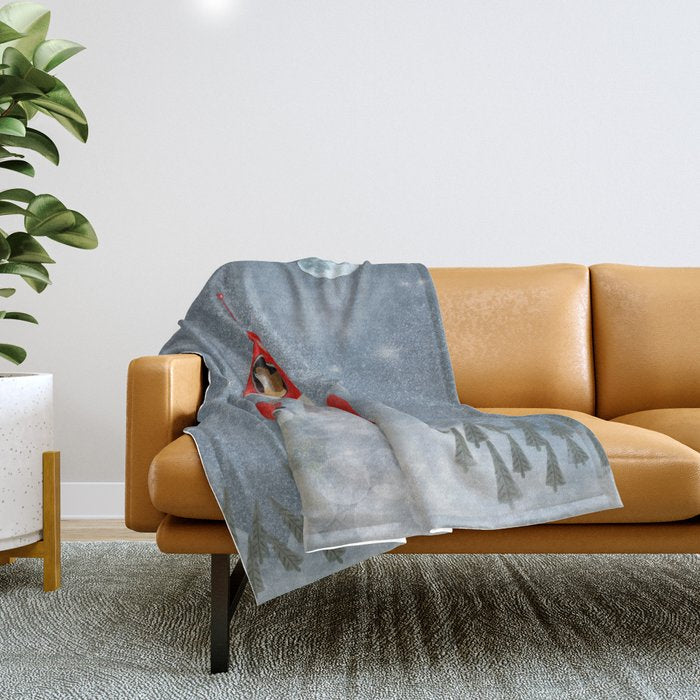 fox goes to the moon Throw Blanket Gallery Image 1