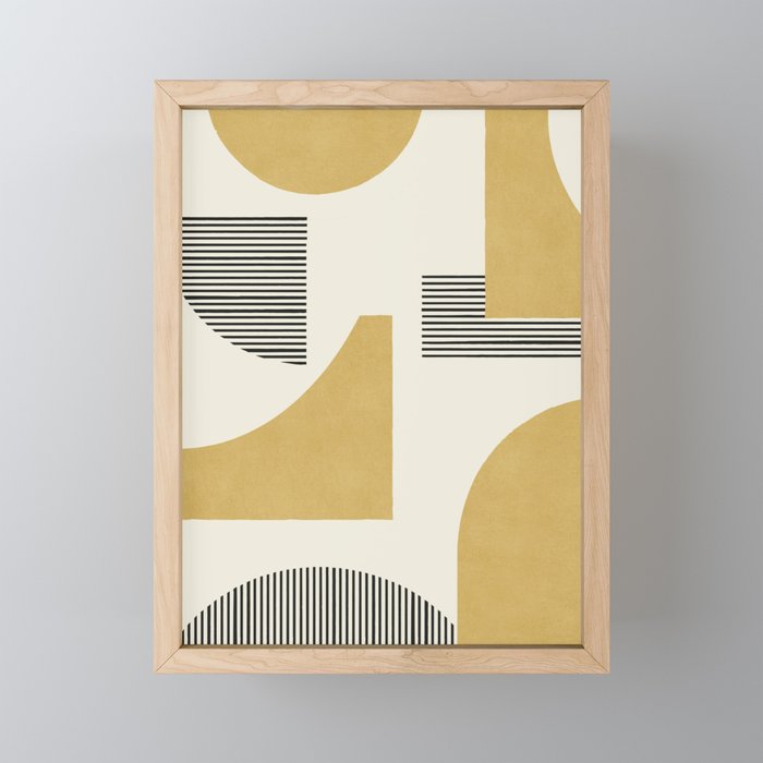 Abstract Lines Composition - Gold Yellow Mini Art Print Gallery Image 1