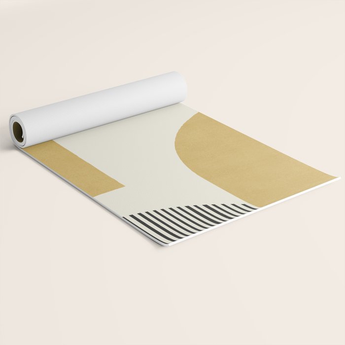 Abstract Lines Composition - Gold Yellow Yoga Mat Gallery Image 2