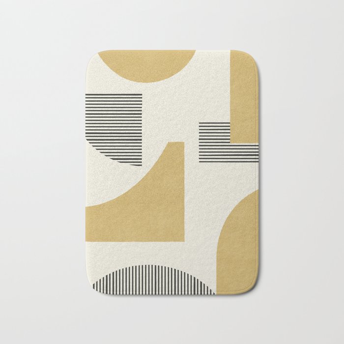 Abstract Lines Composition - Gold Yellow Bath Mat Gallery Image 1