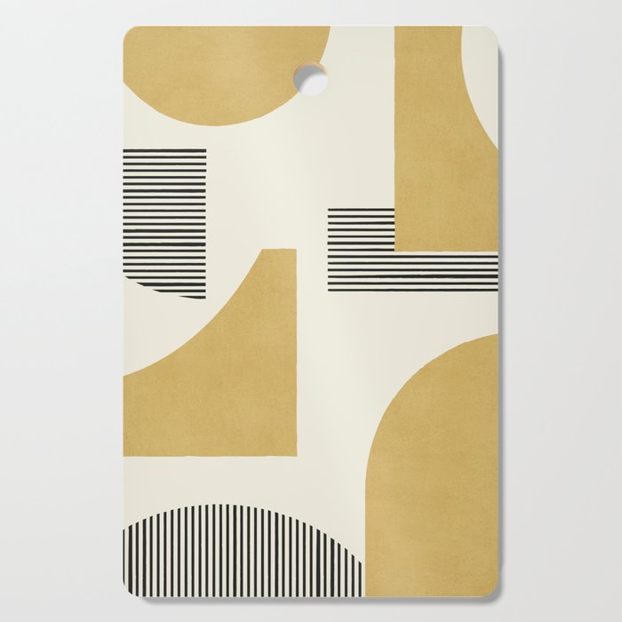 Abstract Lines Composition - Gold Yellow Cutting Board Gallery Image 1