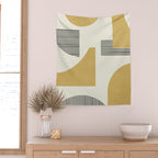Abstract Lines Composition - Gold Yellow Wall Tapestry Gallery Image 2