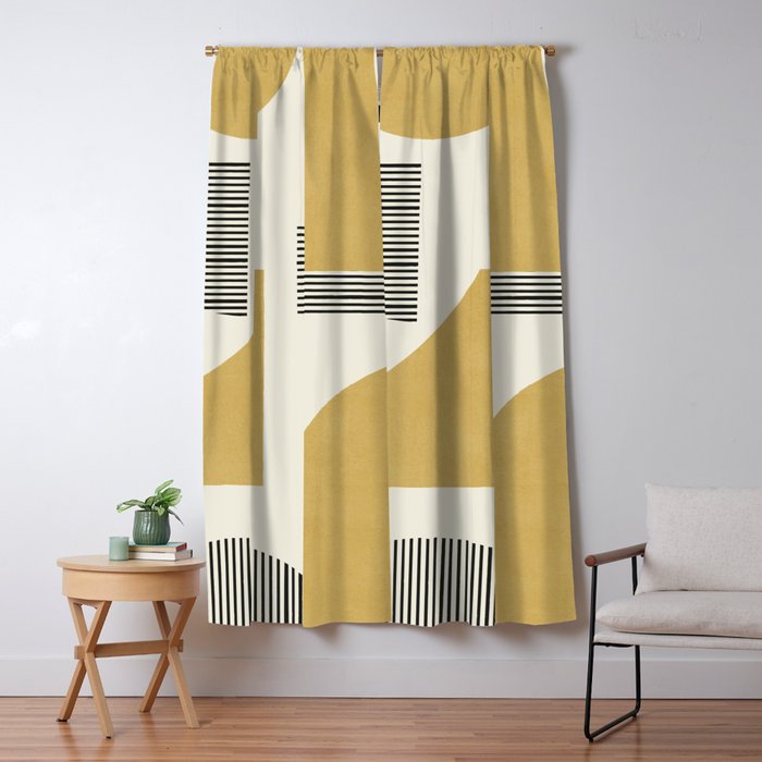 Abstract Lines Composition - Gold Yellow Window Curtain Gallery Image 5