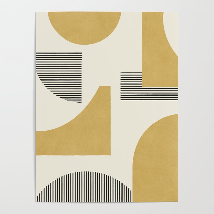 Abstract Lines Composition - Gold Yellow Poster Gallery Image 4