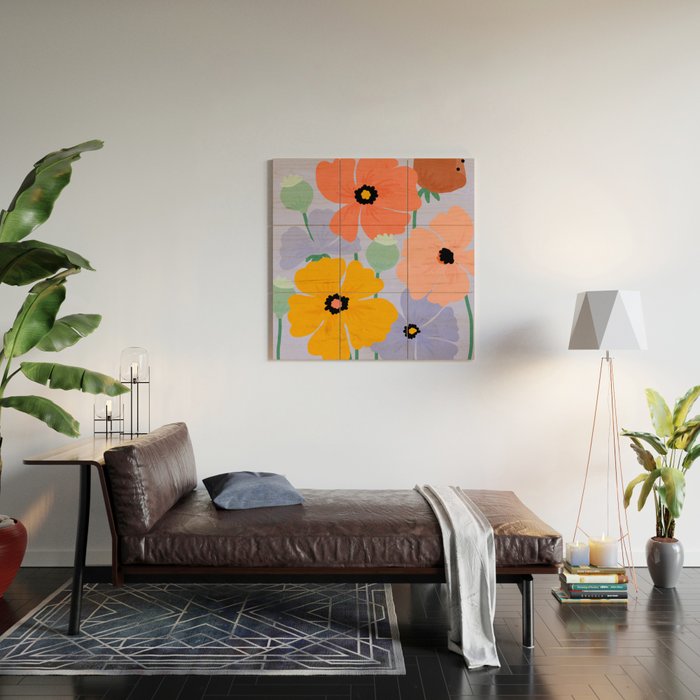Wild Poppies Wood Wall Art Gallery Image 2