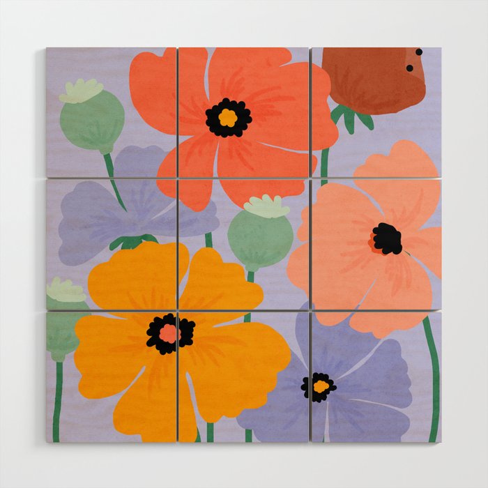 Wild Poppies Wood Wall Art Gallery Image 1