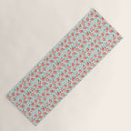 Watercolor painting of tropical strawberries on light greenish blue pattern Yoga Mat Gallery Image 1