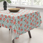 Watercolor painting of tropical strawberries on light greenish blue pattern Tablecloth Gallery Image 3