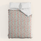 Watercolor painting of tropical strawberries on light greenish blue pattern Comforter Gallery Image 6