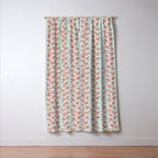 Watercolor painting of tropical strawberries on light greenish blue pattern Window Curtain Gallery Image 3