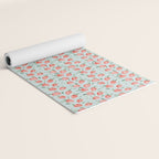Watercolor painting of tropical strawberries on light greenish blue pattern Yoga Mat Gallery Image 2
