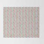 Watercolor painting of tropical strawberries on light greenish blue pattern Throw Blanket Gallery Image 2