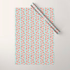 Watercolor painting of tropical strawberries on light greenish blue pattern Wrapping Paper Gallery Image 1