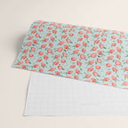 Watercolor painting of tropical strawberries on light greenish blue pattern Wrapping Paper Gallery Image 2