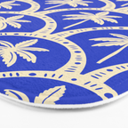 Vintage blue summer palm tree art pattern Bath Mat Gallery Image 3