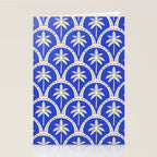 Vintage blue summer palm tree art pattern Stationery Card Gallery Image 2