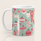 Mid-Century Ornaments in Red and Mint Coffee Mug Gallery Image 3