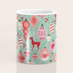 Mid-Century Ornaments in Red and Mint Coffee Mug Gallery Image 4