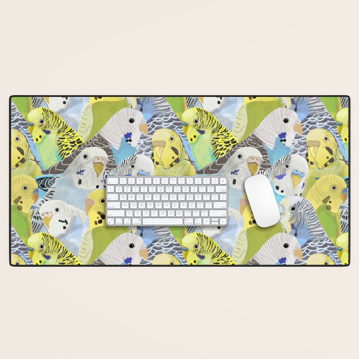 Budgie Parakeets Desk Mat Gallery Image 1
