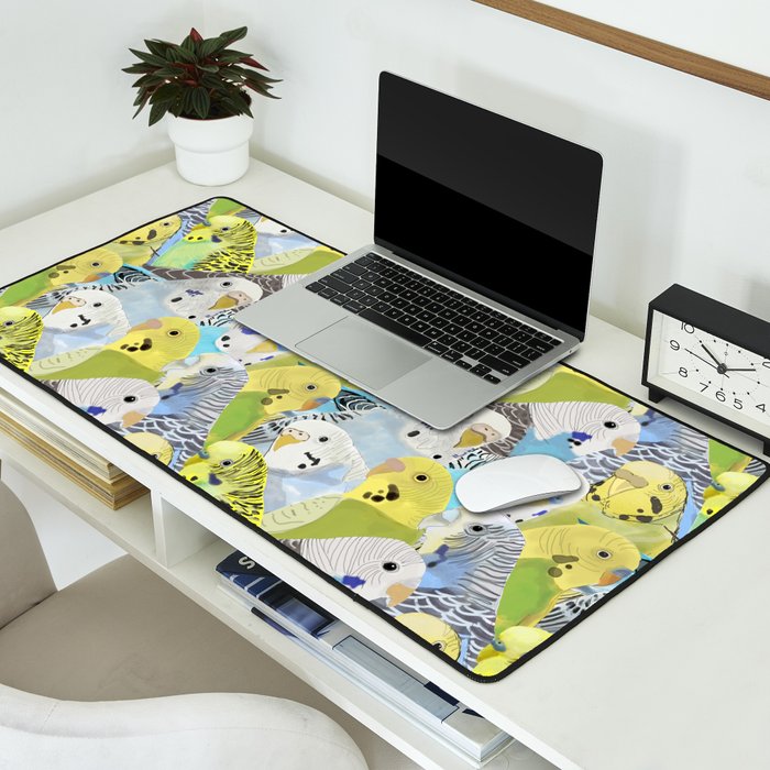 Budgie Parakeets Desk Mat Gallery Image 2