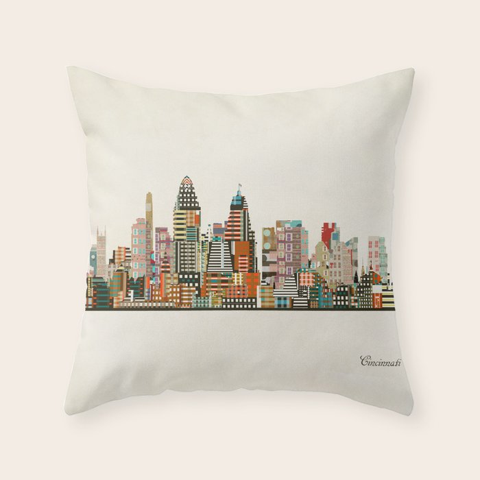 Cincinnati Ohio skyline Throw Pillow Gallery Image 6