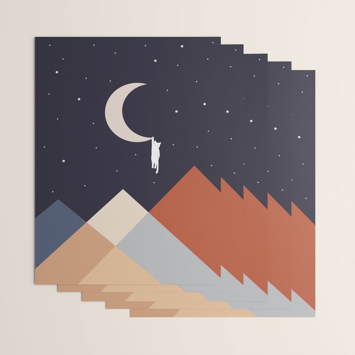 Cat Landscape 176 Hang on the Moon Wrapping Paper Gallery Image 3